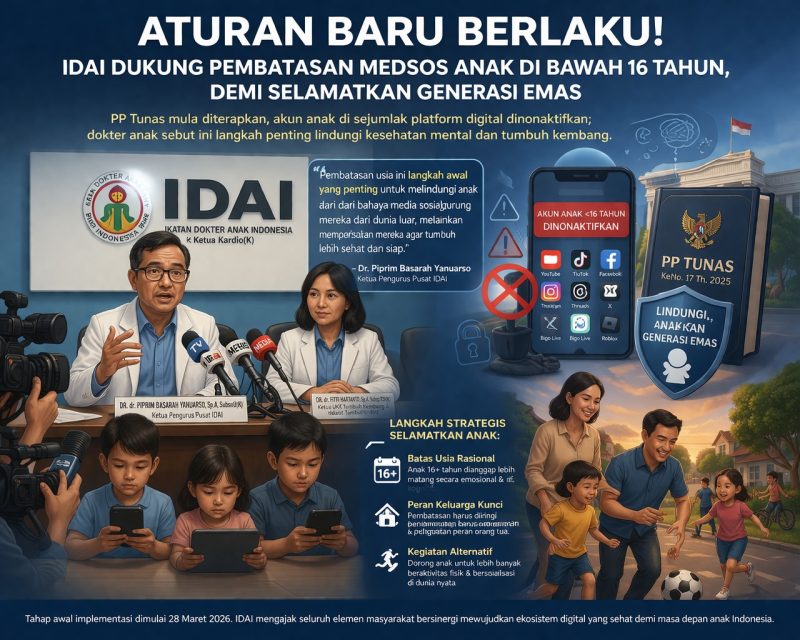 PP Tunas mulai diterapkan, akun anak di sejumlah platform digital dinonaktifkan; dokter anak sebut ini langkah penting lindungi kesehatan mental dan tumbuh kembang